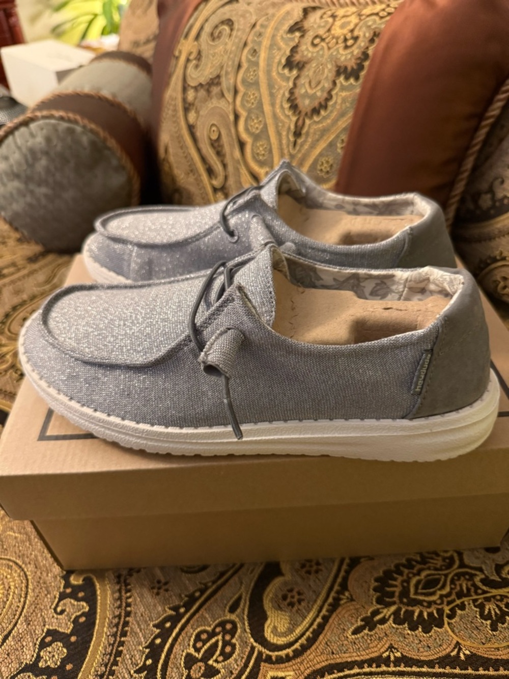Hey Dude’s Womens’ Wendy Sparkling Grey Slip On Shoe -  Size 7